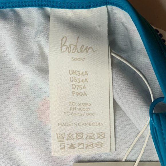 Boden Milos Tankini Top Women's Size 34A 34 A NEW Holiday Tile Ivory Underwire - Picture 7 of 9